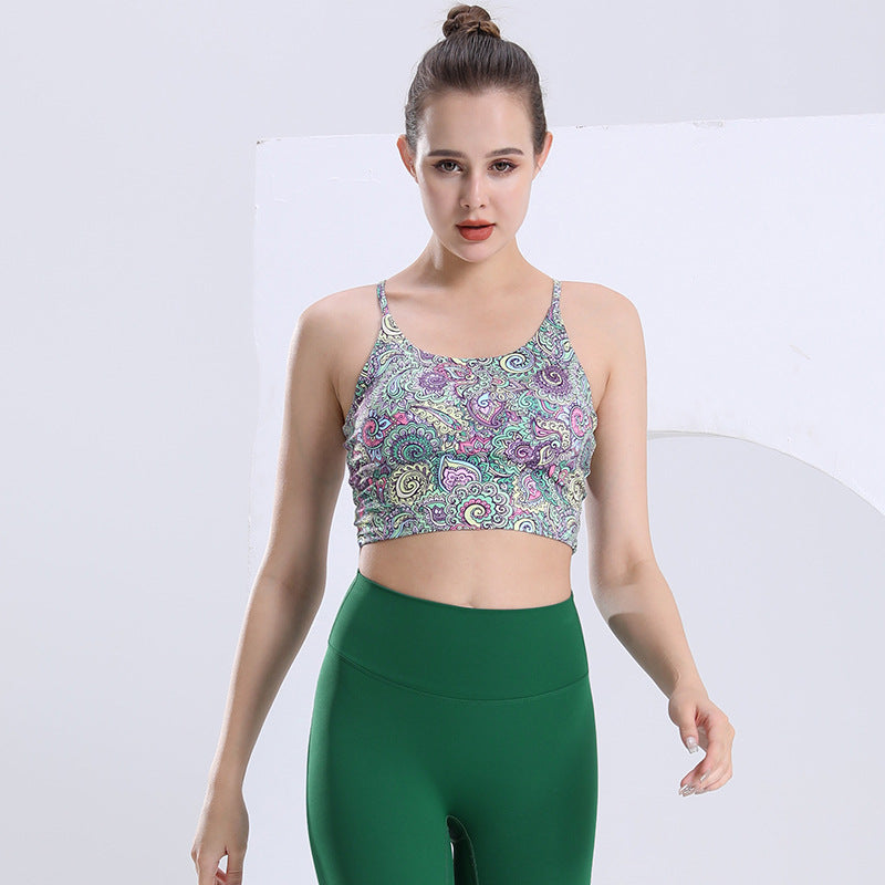 Yoga Clothes Printed Vest Spaghetti Strap Beauty Back One-piece