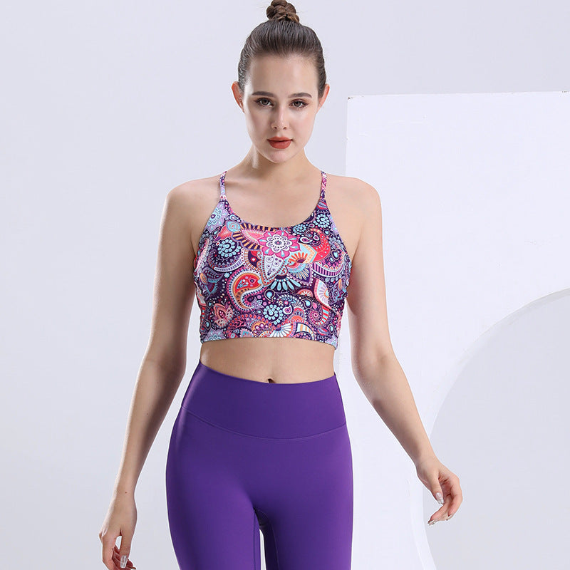 Yoga Clothes Printed Vest Spaghetti Strap Beauty Back One-piece